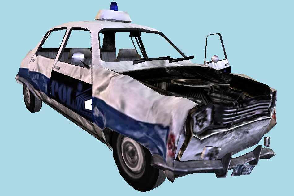 Wracked Dacia Police Car 3d model