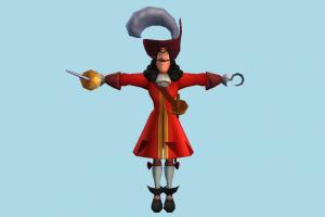 Captain Hook pirate, horseman, soilder, male, man, people, human, character, cartoon