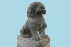 Statue Low-poly statue, sculpture, stone, marble, animal, animals, zoology, zoo, lion, low-poly