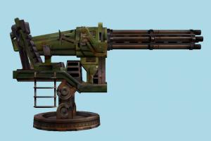 Gatling Gun heavy-gun, auto-gun, weapon, gun, firearm, arm