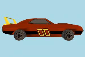 Car Toony car, cartoon, toon, truck, vehicle, toy, transport, carriage, dodge, challenger, low-poly