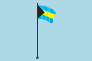 Bahamas Flag Animated flag, animated, fbx, free