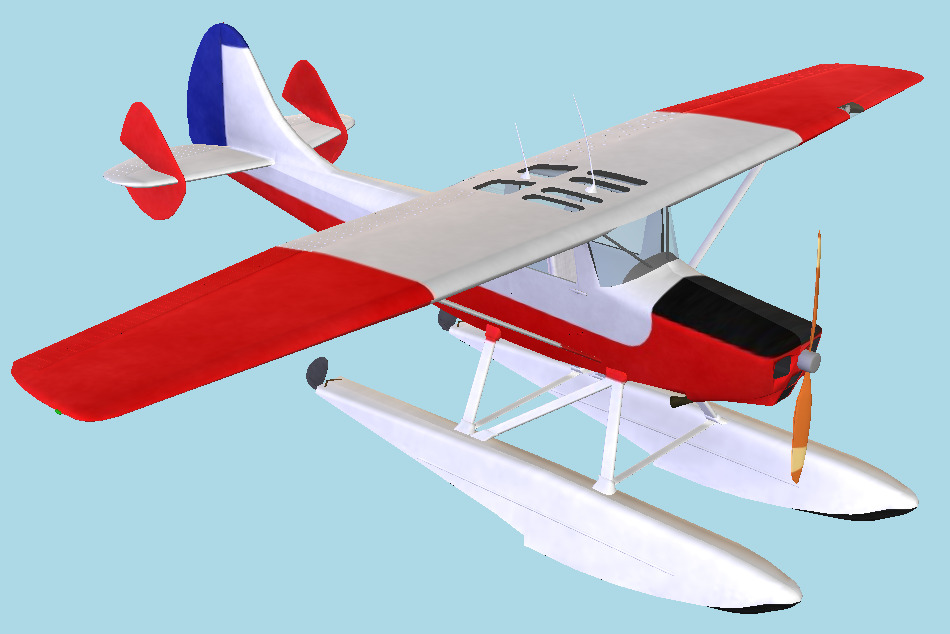Cessna L19 O1 with Floats 3d model
