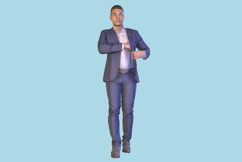 Handsome Respectable Business Man in a Blue Suit 133 3d model