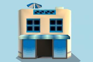 Restaurant Front restaurant, building, build, house, hotel, cartoon, lowpoly, structure