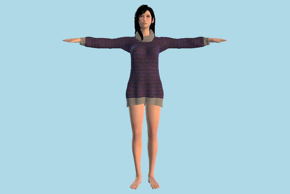 Final Fantasy 7 Remake - FFVII Tifa Girl Long Sweater 3d model
