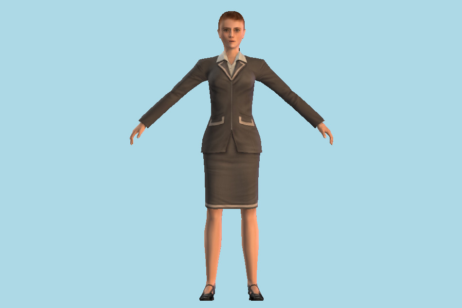 Young Business Woman Standing 3d model