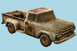 Abandoned Car scanned-models, truck, abandoned, pickup, car, vehicle, carriage, ruin