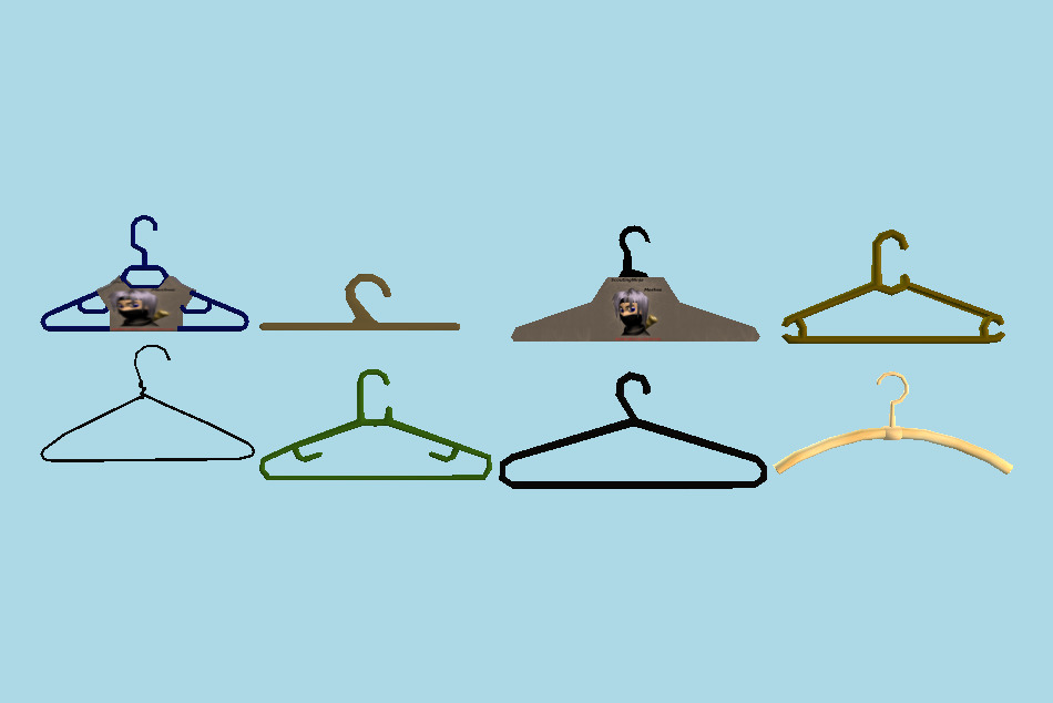 8 Clothes Hangers 3d model