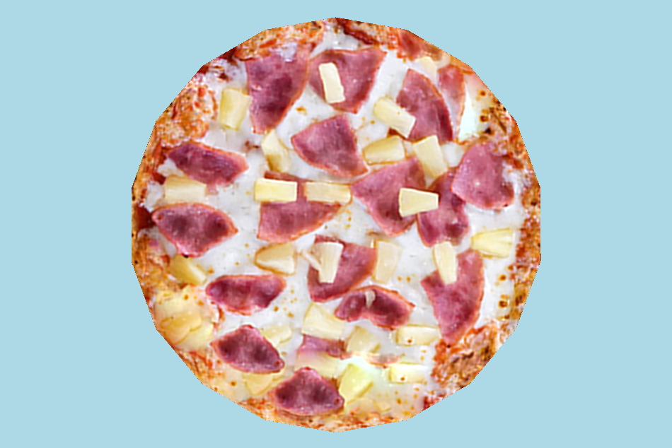 Full Pizza Ham and Pineapple with extra Cheese 3d model