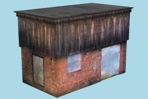 Booth booth, abandoned-house, farm, warehouse, brick, store, storage, house, town, country, home, building, build, residence, domicile, structure, papertoy, lowpoly