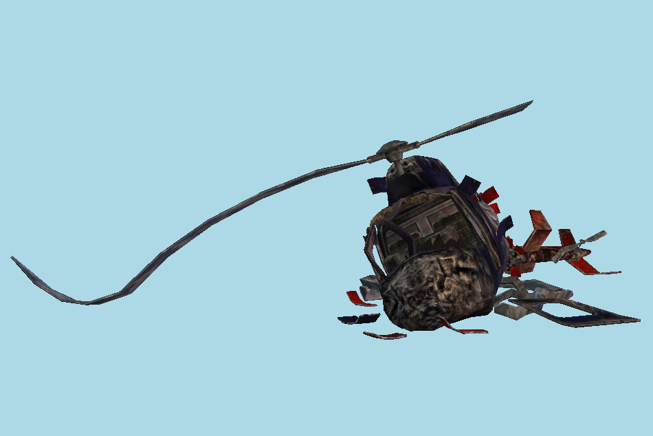 Helicopter Crashed 3d model