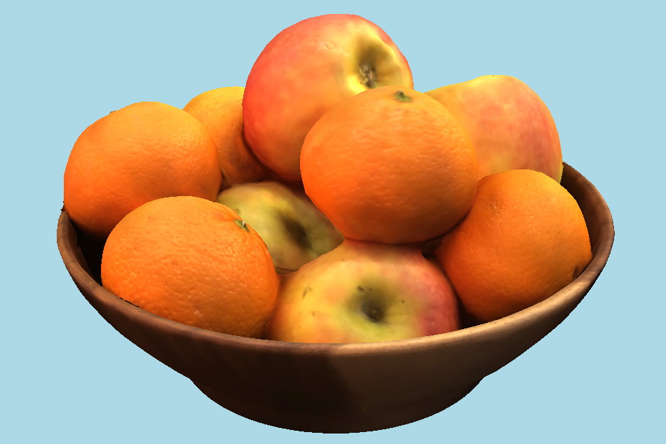 Fruit Bowl of Oranges and Apples 3d model