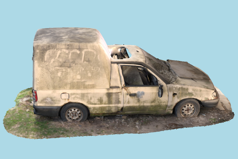 Skoda Felicia Pickup Wrecked Car 3d model