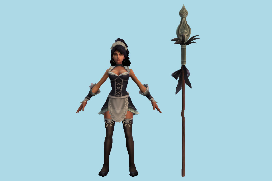 League of Legends Nidalee Frenchmaid Woman 3d model