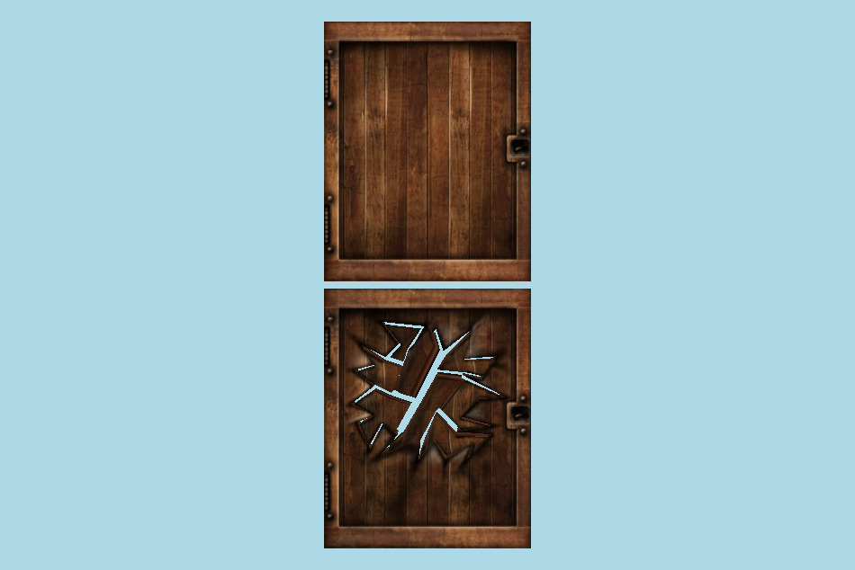 Wooden Damaged Door 3d model