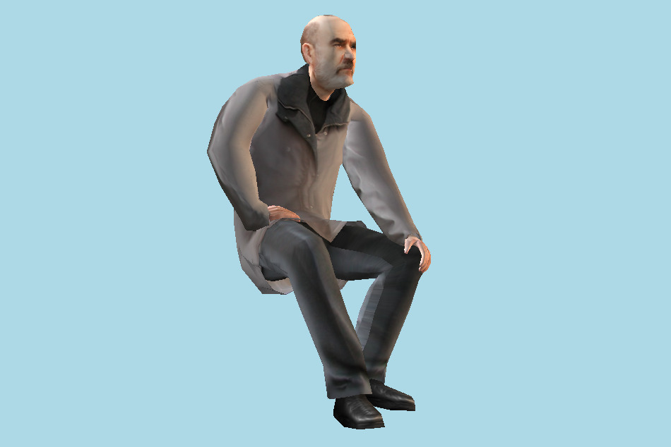 Business Older Man Sitting on Bench 3d model