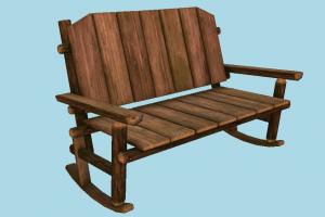 Wooden Bench bench, chair, furniture, decoration, rocking-chair, assets, medieval, wooden, decor, street