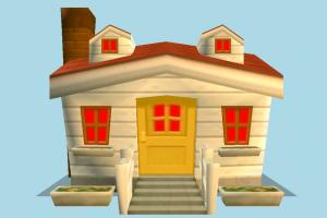 Home Front house, home, building, build, apartment, flat, residence, domicile, front, cartoon, lowpoly, structure