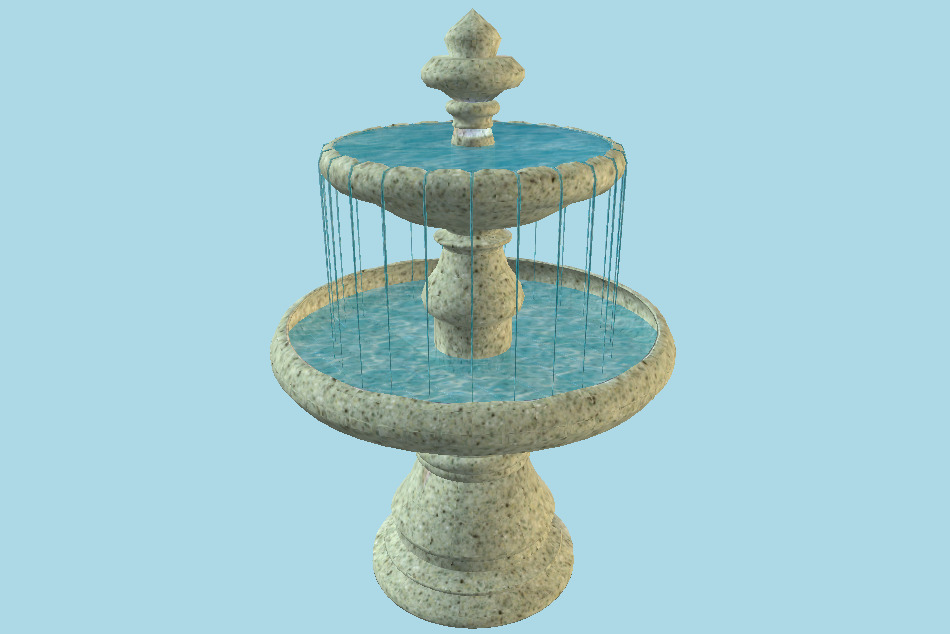 Fountain 2-Tiered with Water 3d model