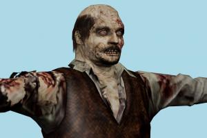 Zombie Resident-Evil, RE, zombie, resident, evil, people, human, xna, characters, rigged