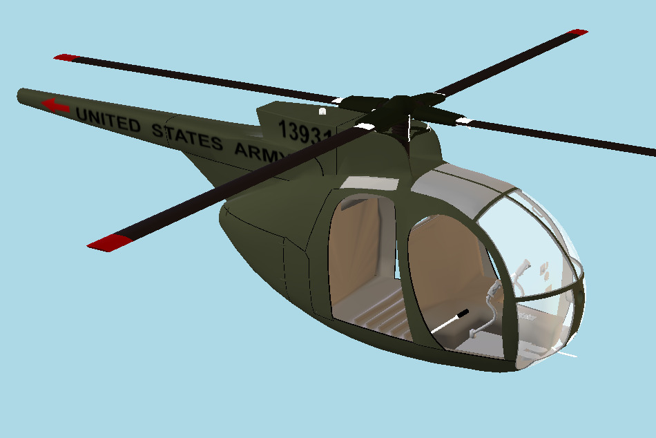 OH-6A Cayuse Light Observation Helicopter 3d model