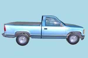 Pickup Car Low-poly pickup, car, truck, vehicle, transport, carriage