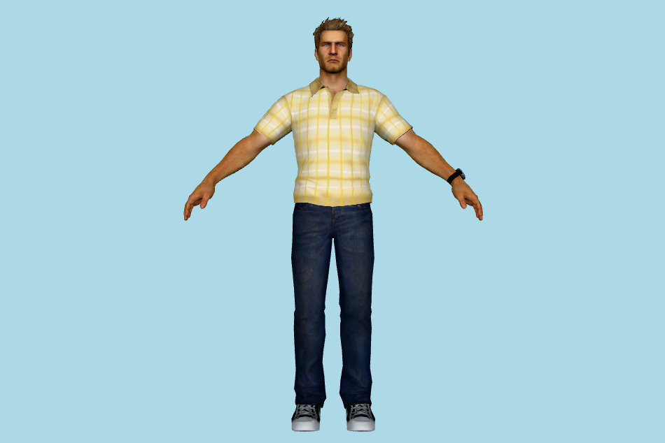 Chuck Greene Polo Shirt With Blue Jeans 3d model