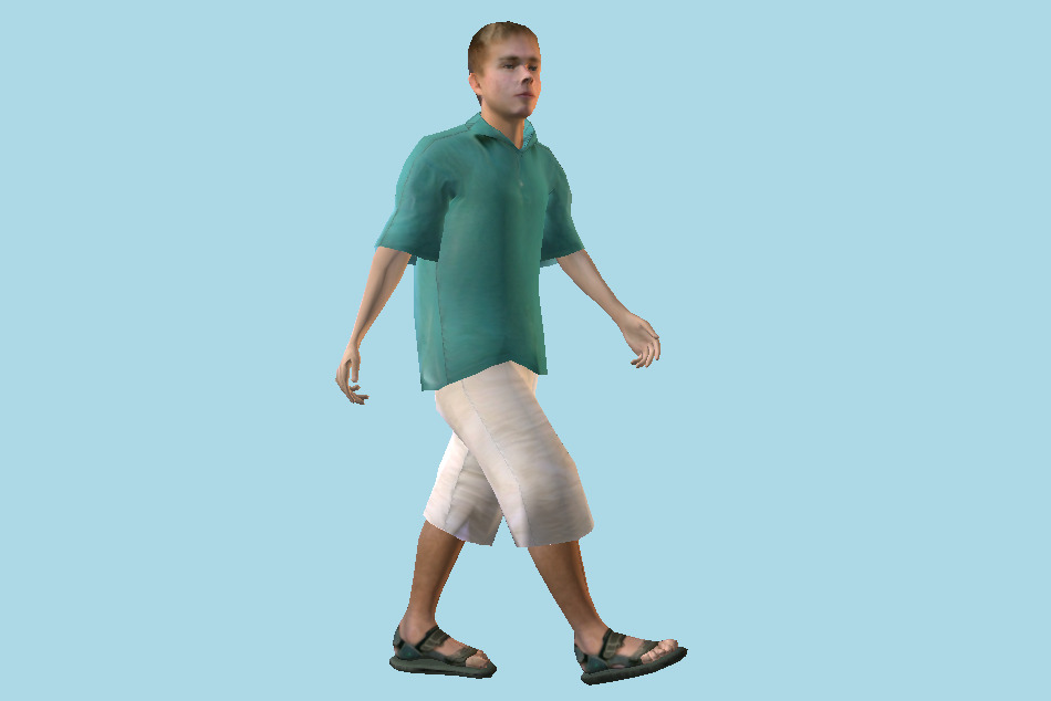 Walking Man in Casual Clothes 3d model