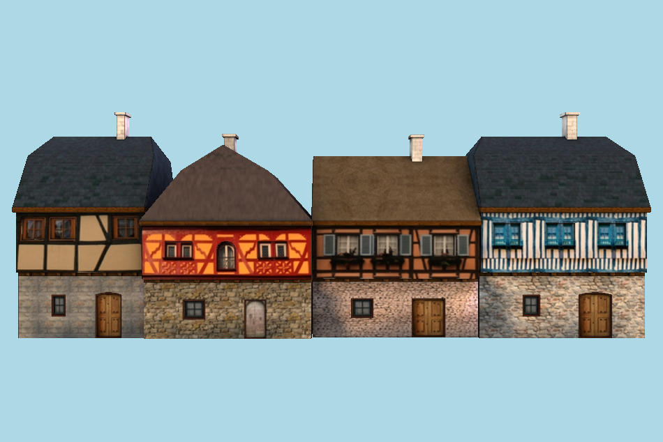 Medieval Street City Houses 3d model