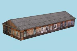 Barrack hut, house, home, building, build, residence, domicile, structure, papertoy, lowpoly