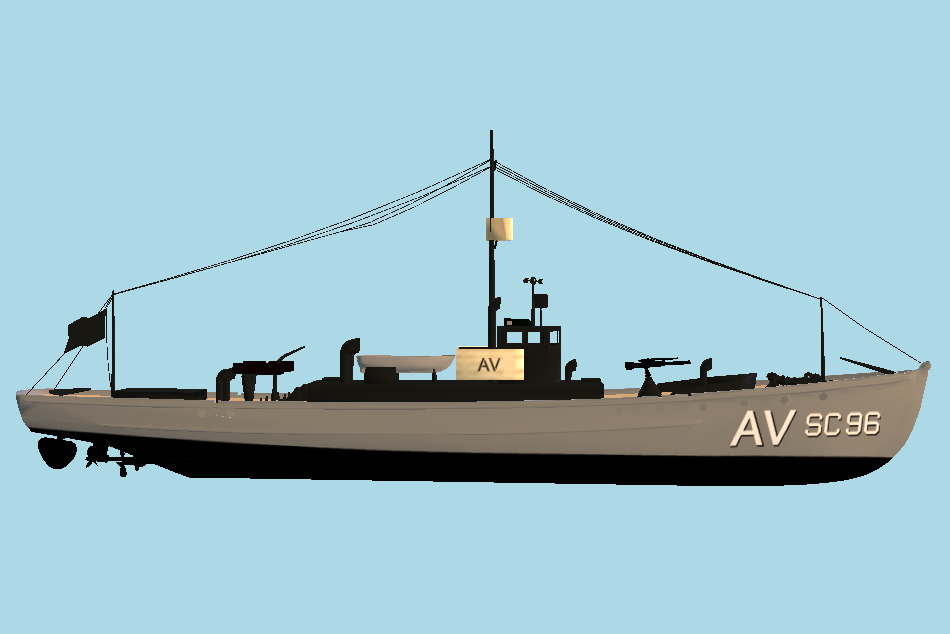 USS Casco catapult training ship 3d model