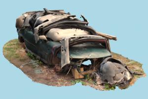 Car Wreck wrecked, damaged, ruined, rusty, destroyed, burned, abandoned, bumper, old, derelict, car, scanned