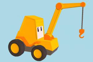 Toy Crane toy, crane, cartoon, bulldozer, tractor, truck, vehicle, construction, industrial