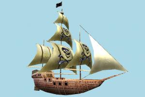 Pirates-Ship Low-poly pirates-ship, pirates, ship, boat, maritime, sea, marine, vessel
