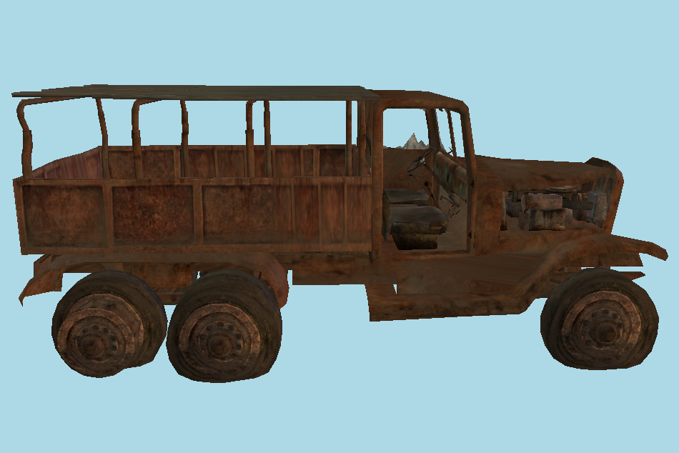 Old Wrecked Truck 3d model