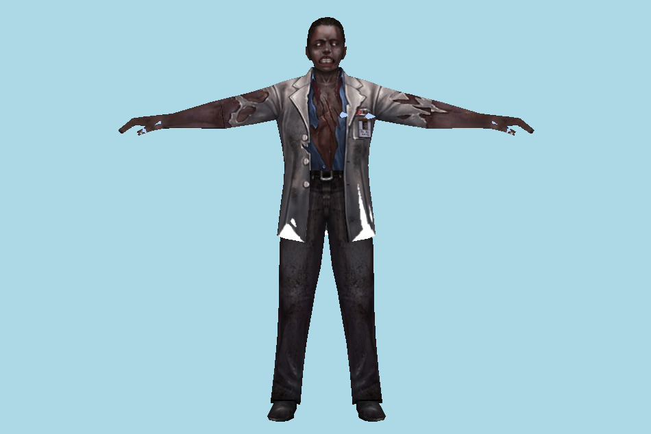 Black Male Zombie 3d model