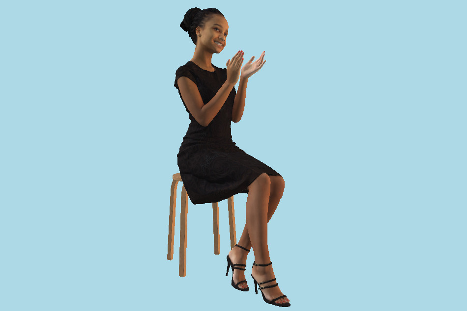 African Woman Clapping Sitting 3d model