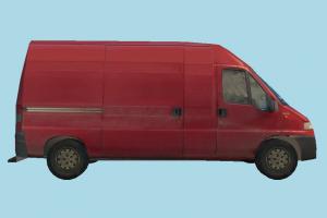 Van Red Low-poly van, bus, vehicle, truck, carriage, car, metro, transit, transport, red, low-poly