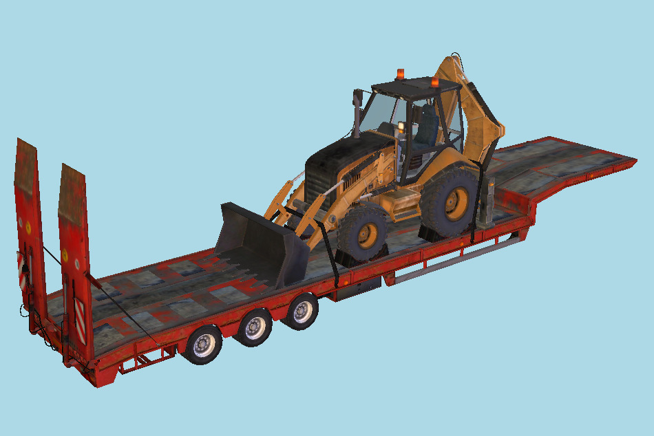 Overweight Trailer with CAT422 Tractor 3d model