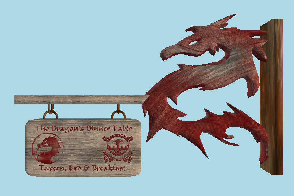 The Dragon`s Dinner Table Tavern Sign 3d model