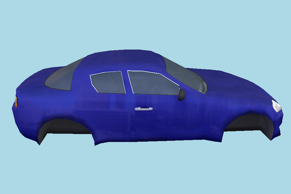 Blue Car Body with No wheels 3d model