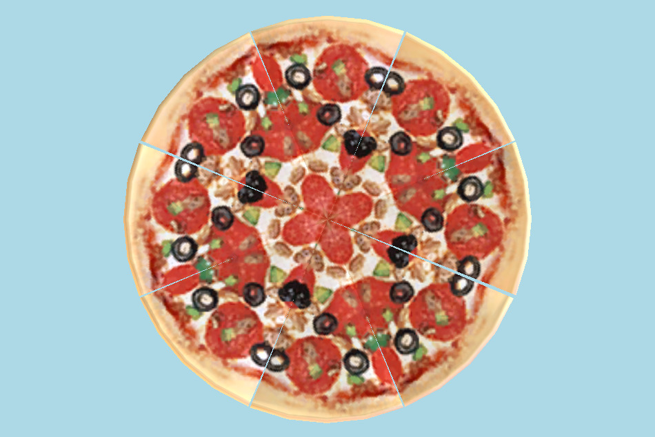 Pizza Supreme Sliced 3d model