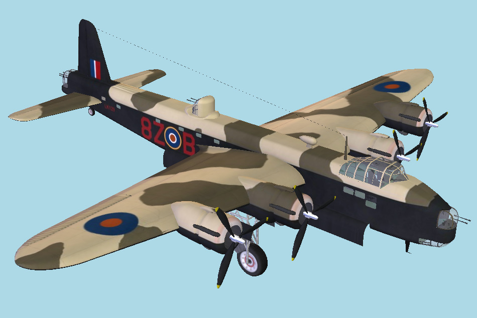 Short Stirling Military Plane 3d model