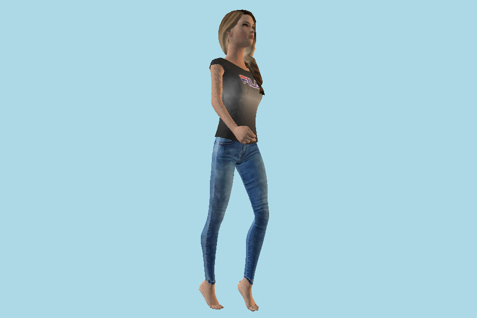 Casual Girl Walking 3d model