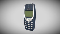 Nokia Mobile Lowpoly nokia, low-poly-model, gamereadyasset, nokia3310, maya, lowpoly, mobile