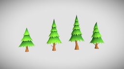Handpainted Pinetrees Pack Cartoony [Game Ready] trees, tree, forest, plants, pine, vr, nature, game-ready, woods, pinetree, stylized-environment, handpainted, cartoon, 3dsmax, lowpoly, substance-painter, stylized