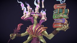 Demon Librarian || Stylized Game Ready Character dae, demon, library, unreal, librarian, books, candles, spell, ingame, scroll, howest, glyphs, spellbook, tome, howestdae, character, book, game, creature, stylized, gamemodel, villain, magic, gameready, daesdc2021, daesdc2021character, noai, daesdc2023, daesdc2023character