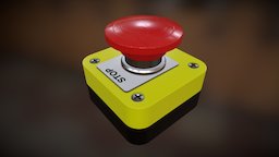 Emergency Stop Button red, button, 3dcoat, electronic, emergency, box, stop, 3d-coat, industrial