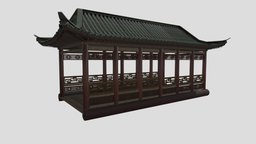 Low Bridge wooden, element, asia, china, chinese, low-poly-model, architecture, low-poly, game, wood, stylized, bridge, environment